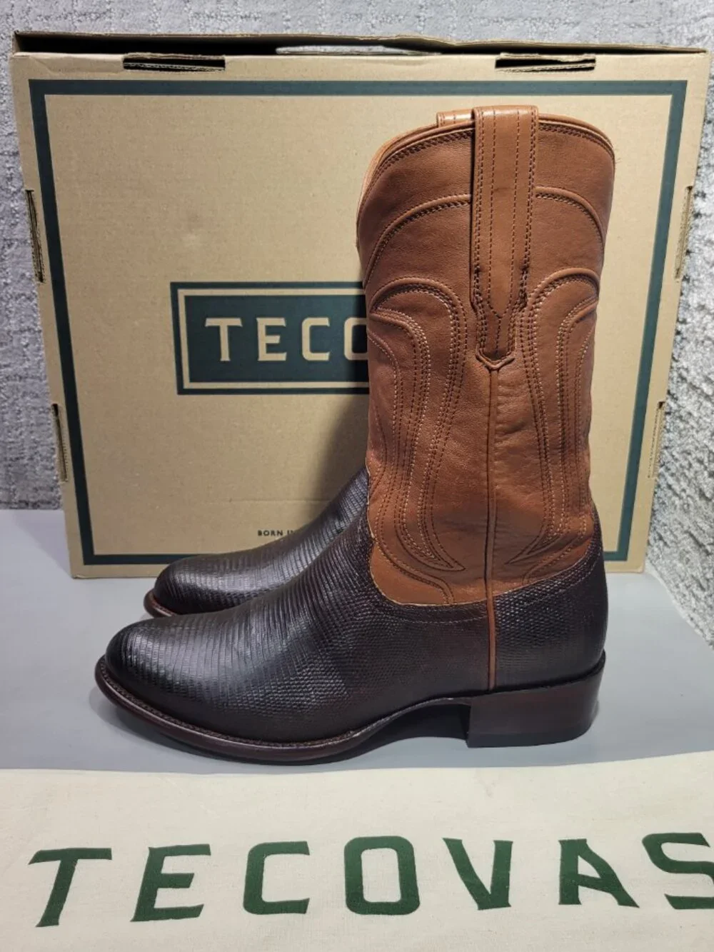 Tecovas The Nolan Men's Size US 9.5 EE Whiskey Lizard Cowboy Boots. - Picture 5 of 12